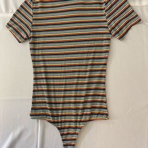 Striped short sleeve body suit